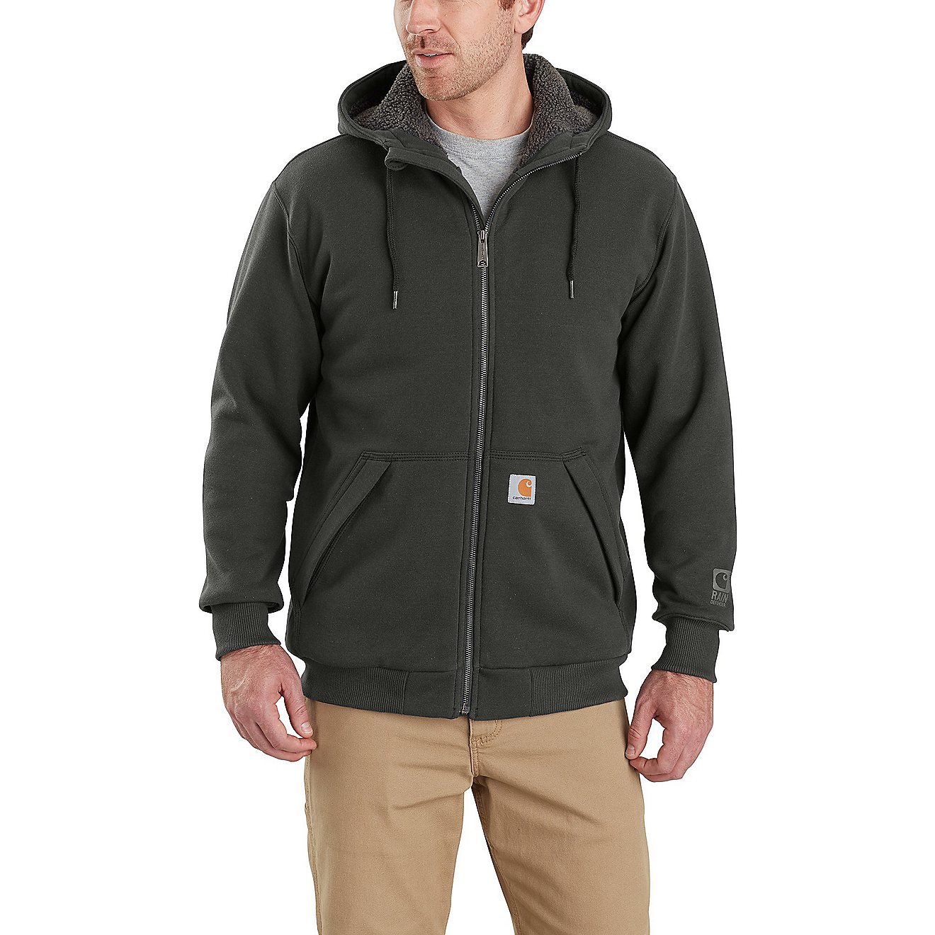 Carhartt Men's Rain Defender Rockland Sherpa Lined Hooded Sweatshirt                                                             - view number 1