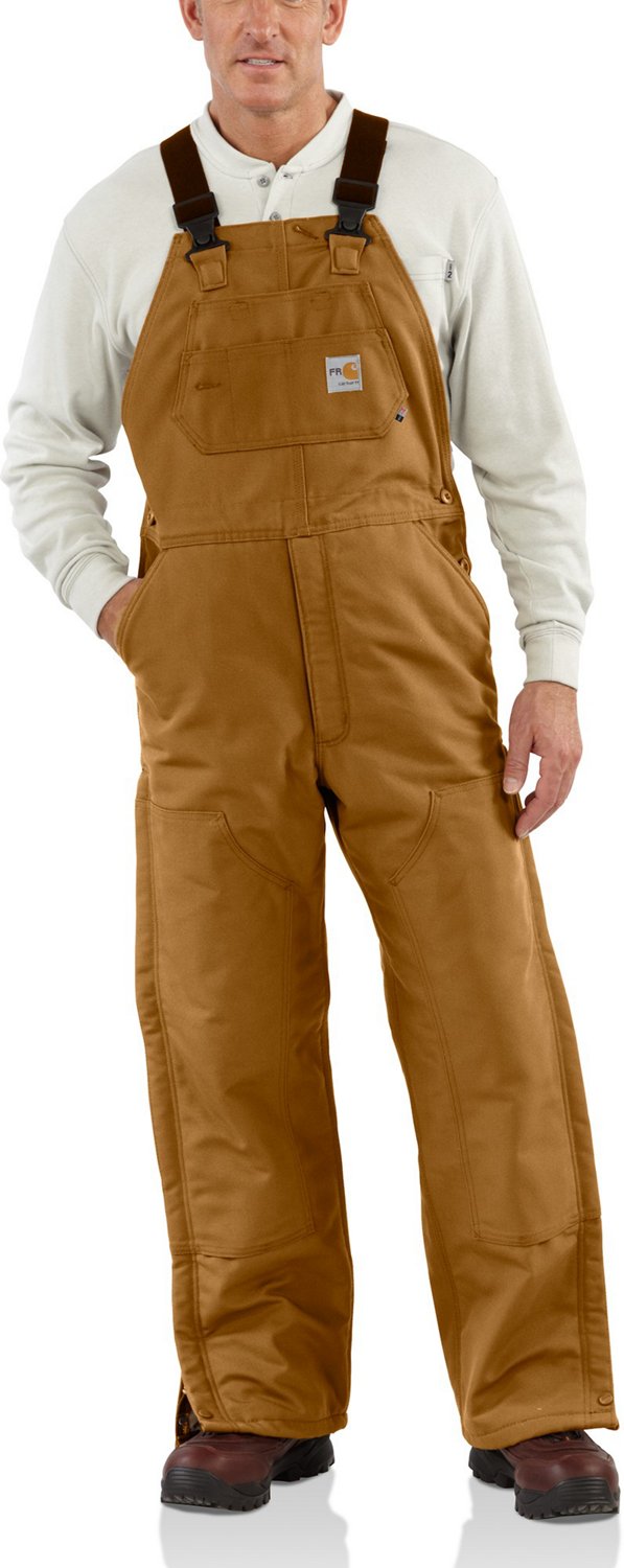 Carhartt Brown Flame-Resistant Quilt Lined Duck Bib Overall