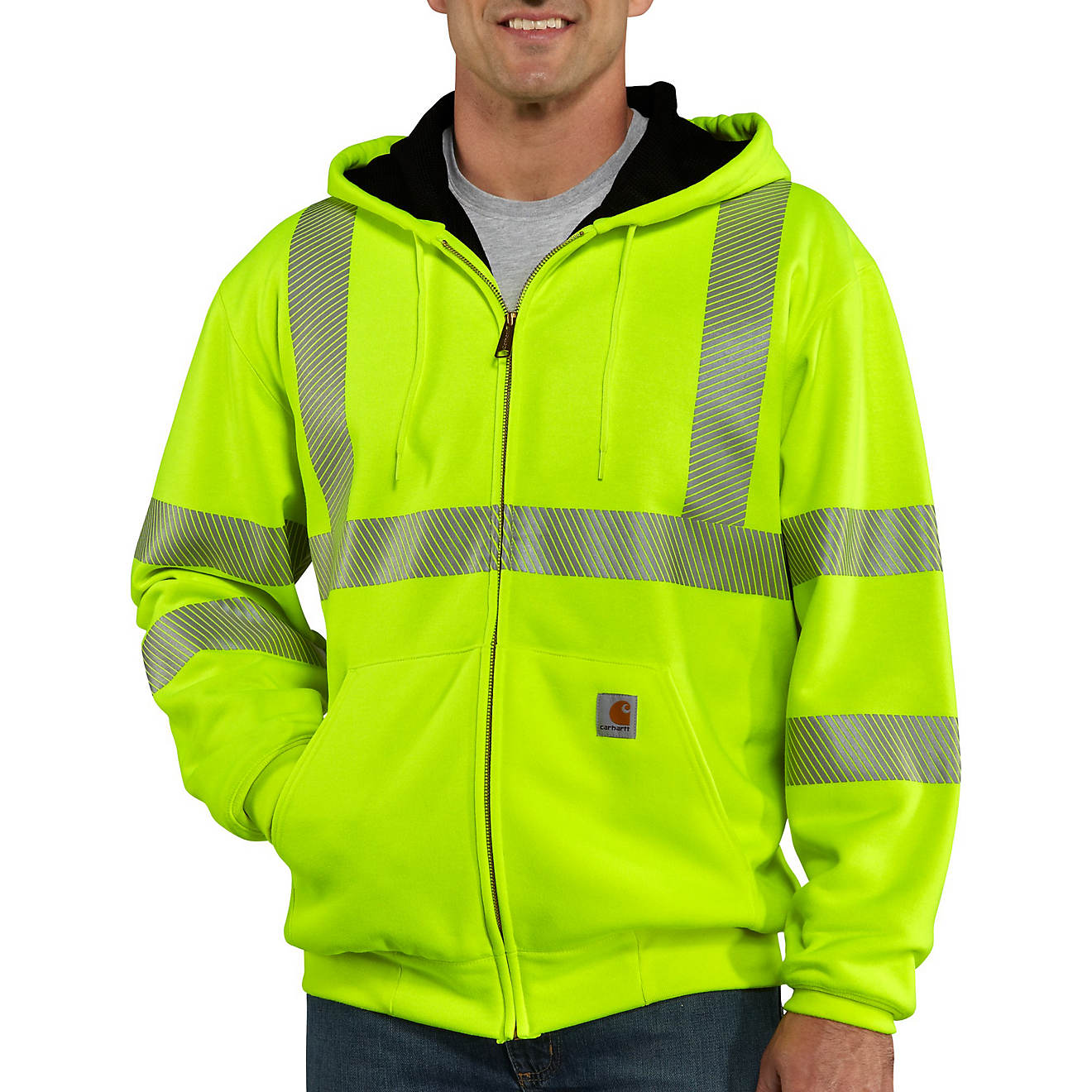 Carhartt Men's High-Visibility Zip-Front Class 3 Thermal-Lined Sweatshirt                                                        - view number 1