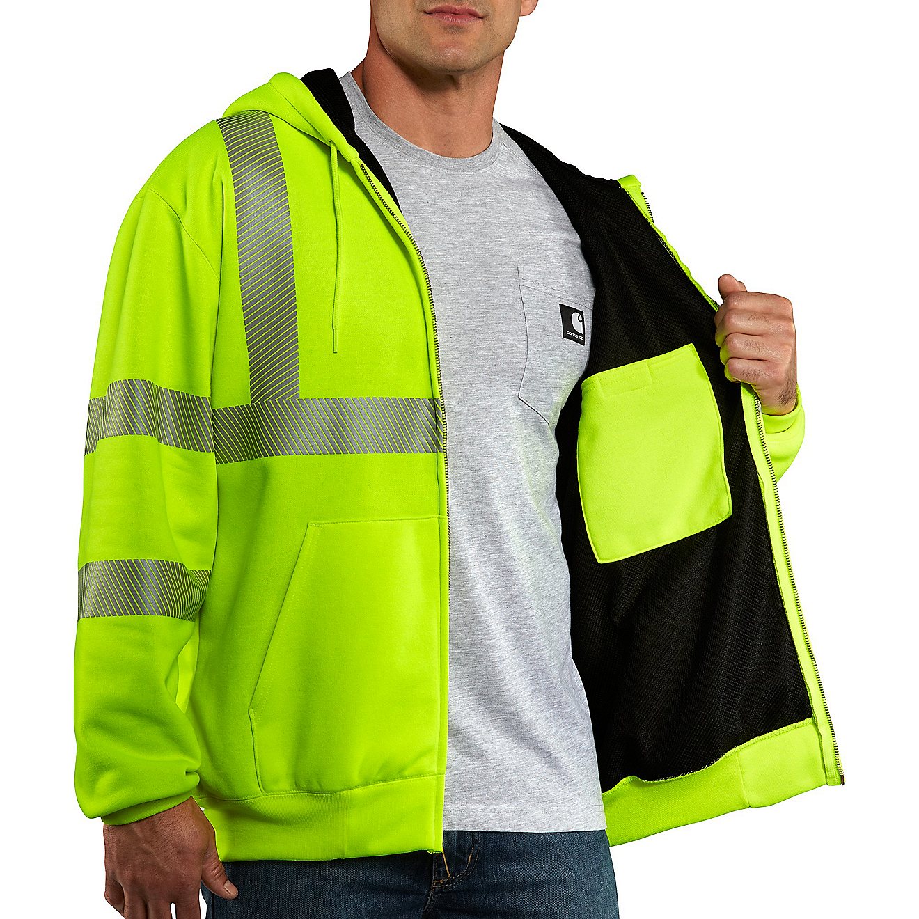 Carhartt Men's High-Visibility Zip-Front Class 3 Thermal-Lined Sweatshirt                                                        - view number 3