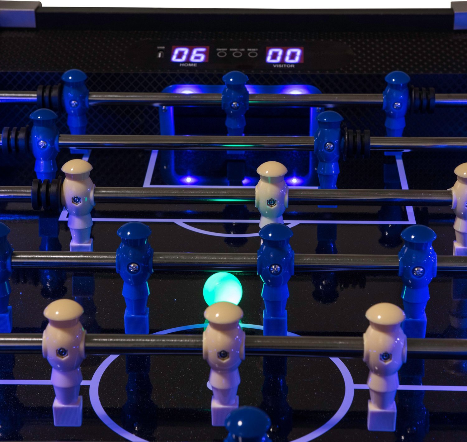 Atomic Azure LED Light Up Foosball Table Academy