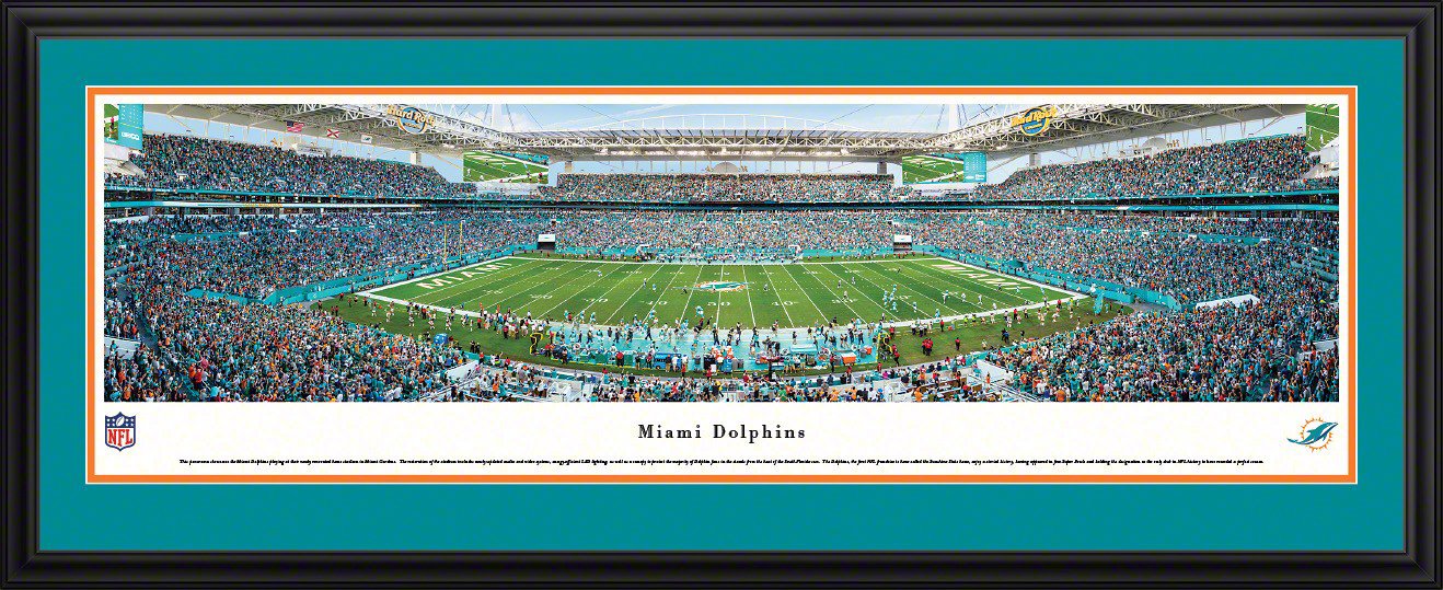 Blakeway Panoramas Miami Dolphins Hard Rock Stadium Double Mat Deluxe Framed Panoramic Print