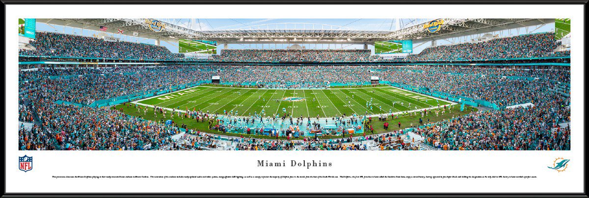 Blakeway Panoramas Miami Dolphins Hard Rock Stadium Standard Framed Panoramic Print