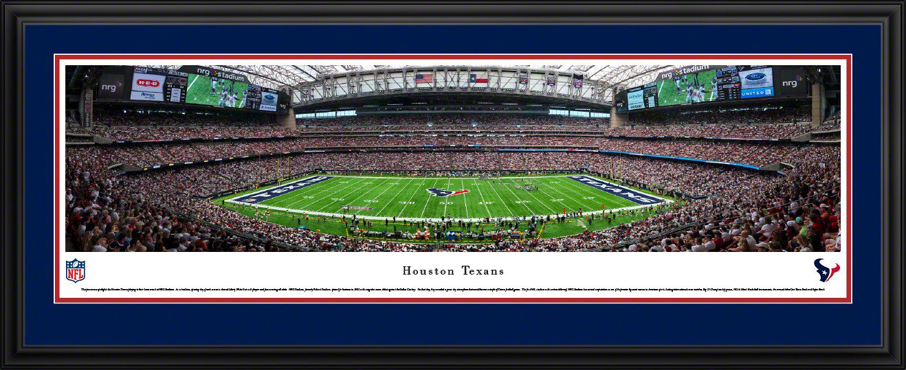 Blakeway Panoramas Houston Texans NRG Stadium 50 Yd Double Mat Deluxe Framed Panoramic Print