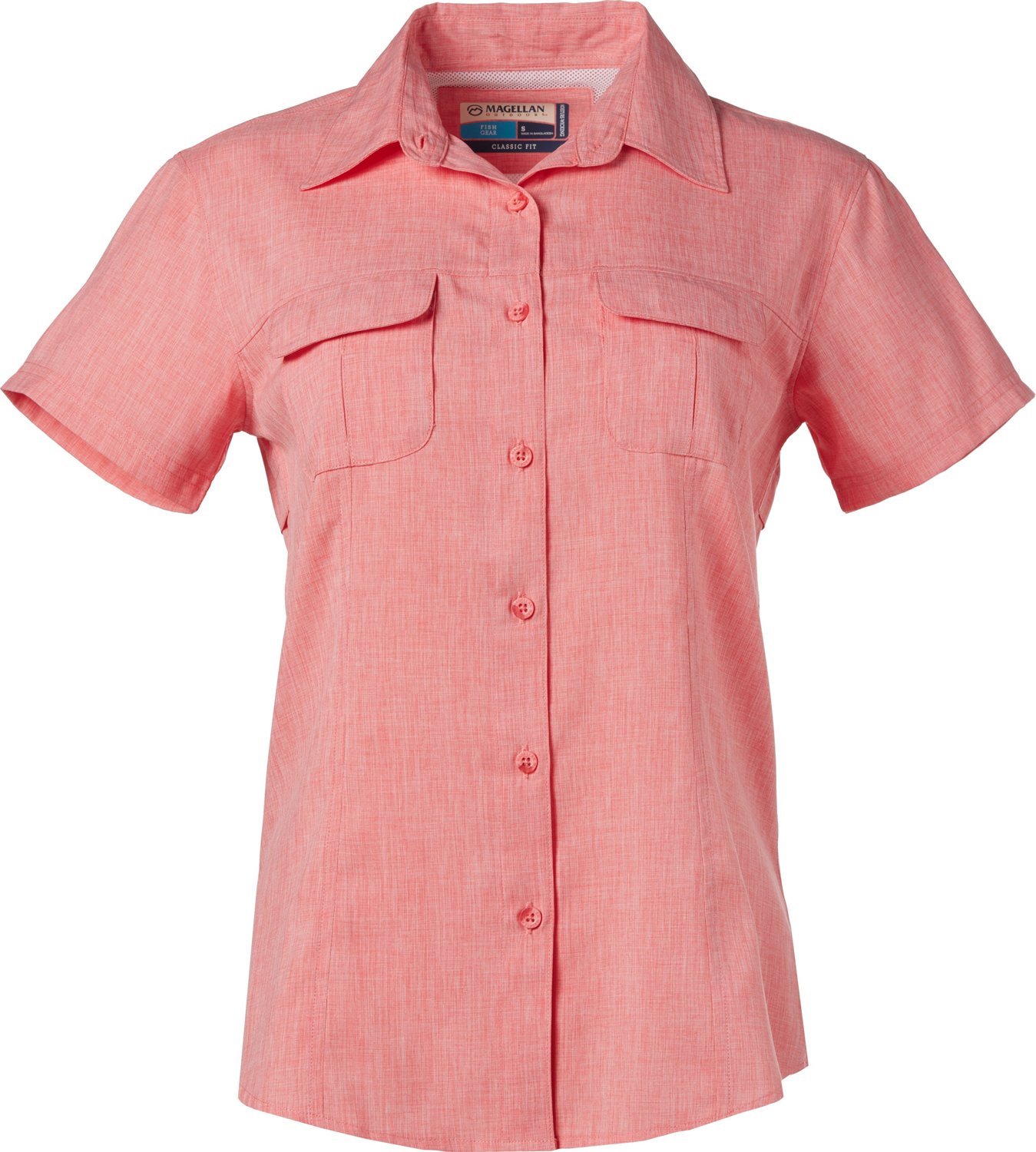 Magellan Outdoors Women's Fish Shirt Aransas Pass Long Sleeve 2-Pocket  Heathered