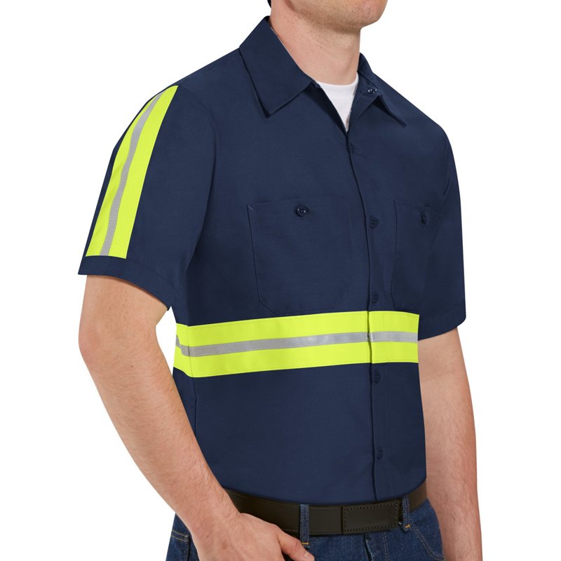 Red Kap Men's Enhanced Visibility Short Sleeve Industrial Work Shirt