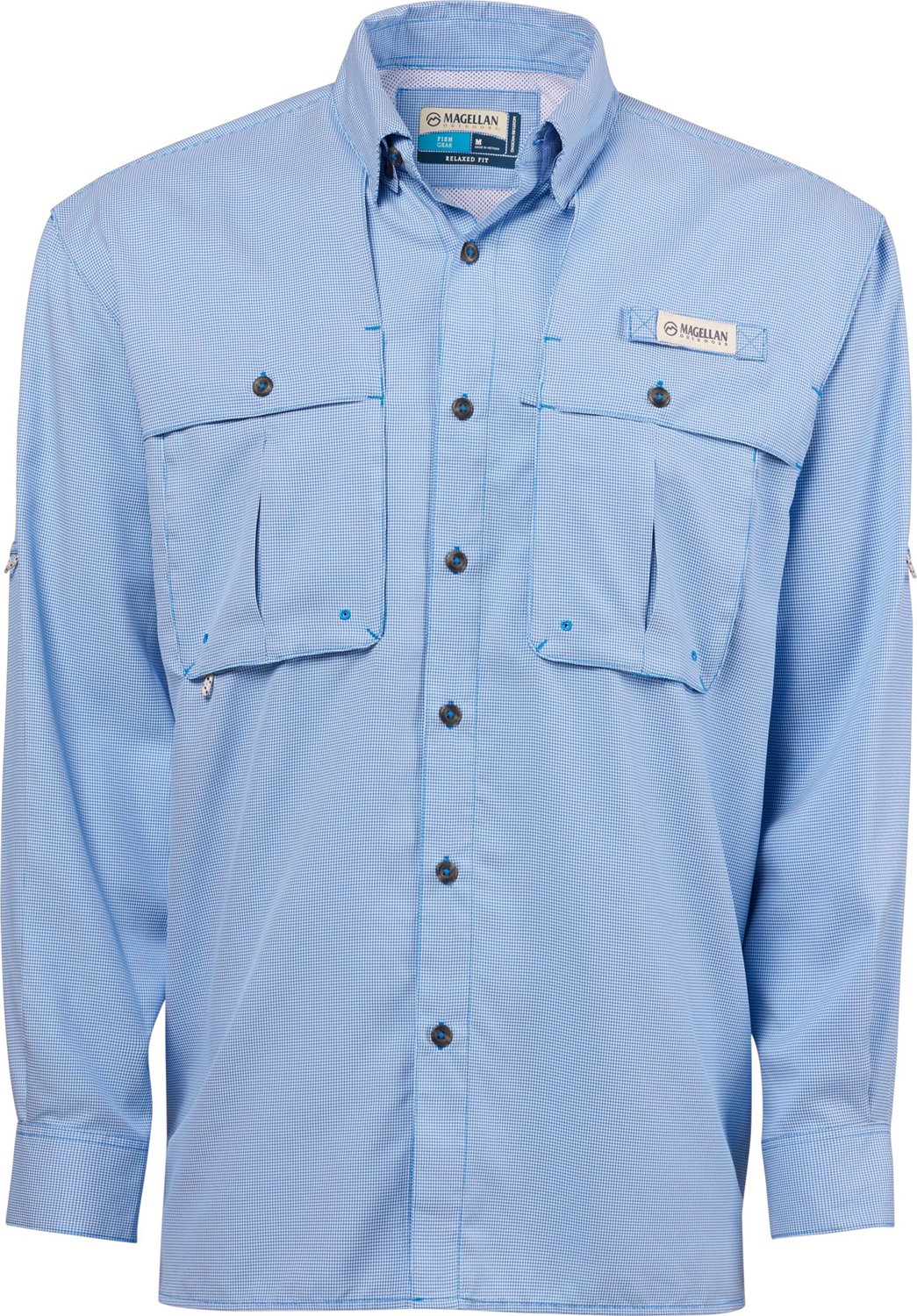 Magellan Outdoors Men's Aransas Pass Mini Check Long Sleeve