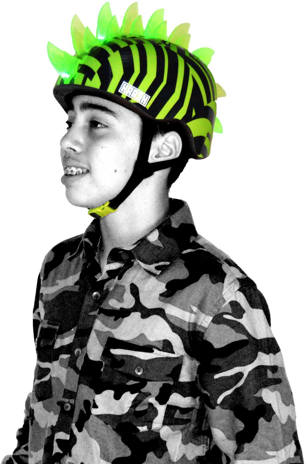 Krash Dazzle Green Mohawk Helmet with LED Lights Youth 8+ (54-58 cm)                                                             - view number 7
