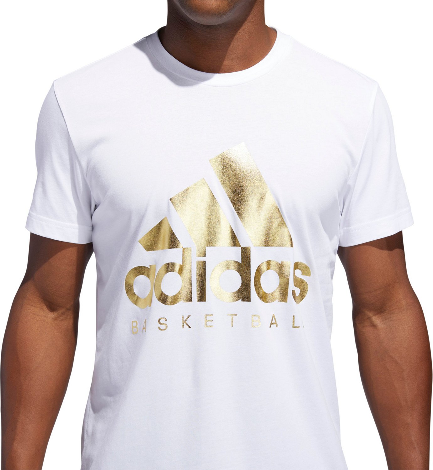 adidas Men's Gold Foil Badge of Sport Basketball T-shirt