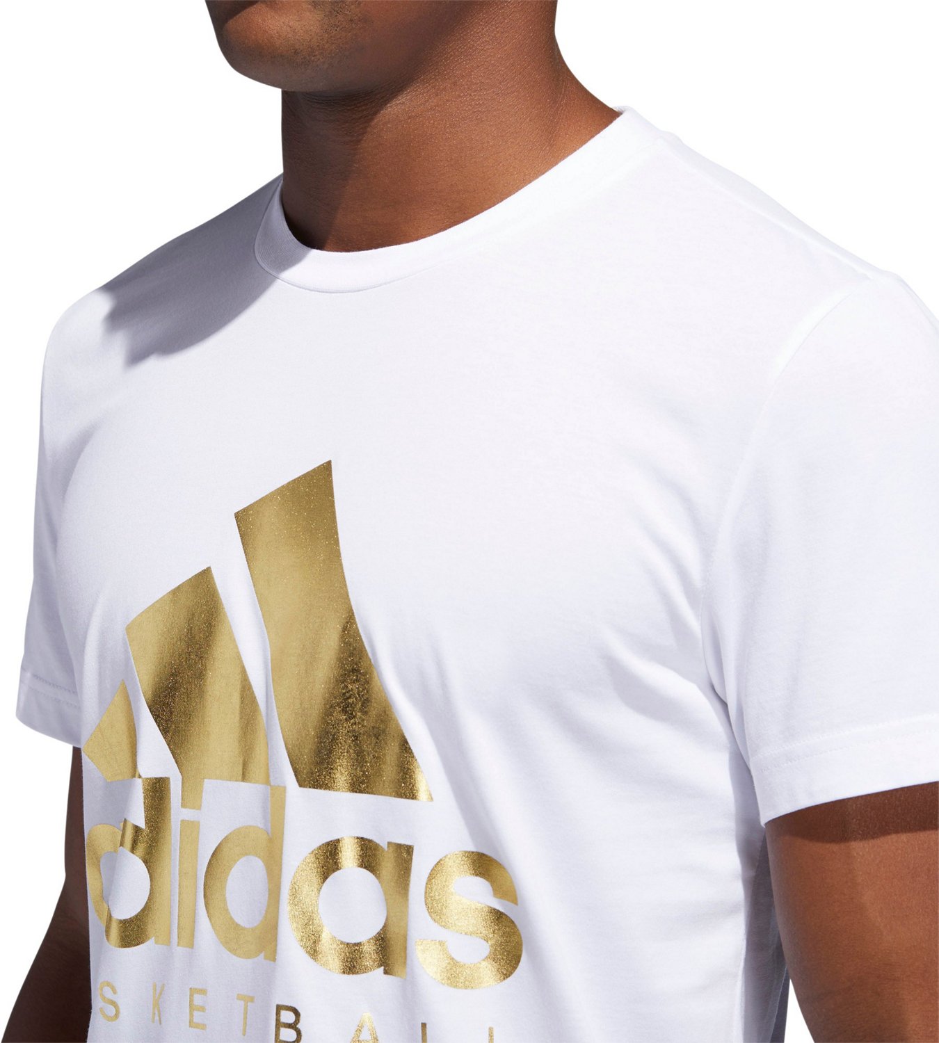 adidas Men's Gold Foil Badge of Sport Basketball T-shirt