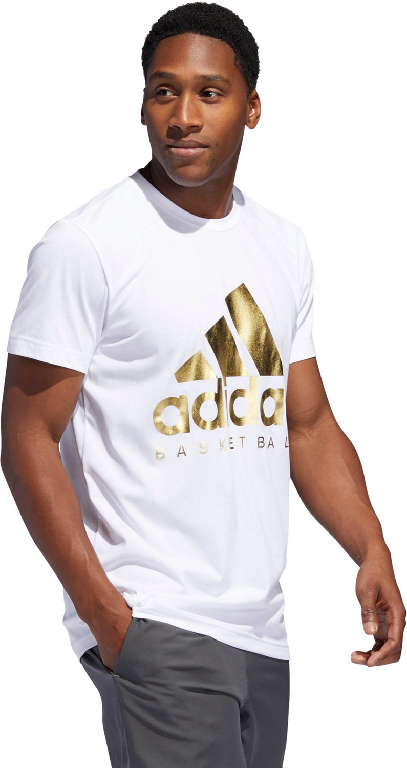 adidas Men's Gold Foil Badge of Sport Basketball T-shirt