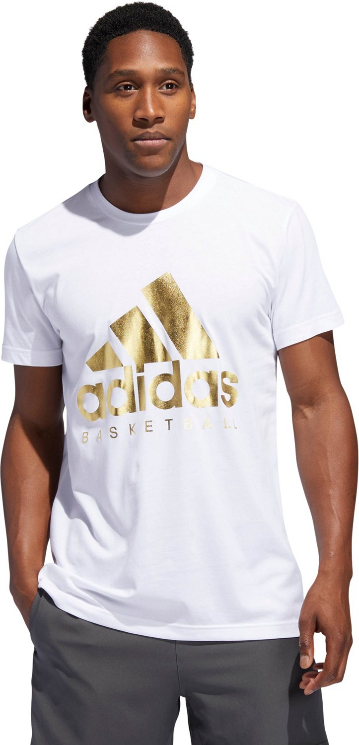 adidas Men's Gold Foil Badge of Sport Basketball T-shirt