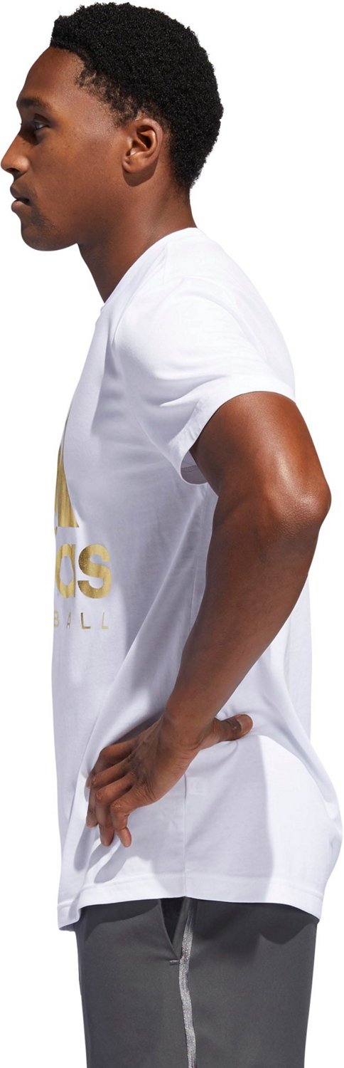adidas Men's Gold Foil Badge of Sport Basketball T-shirt