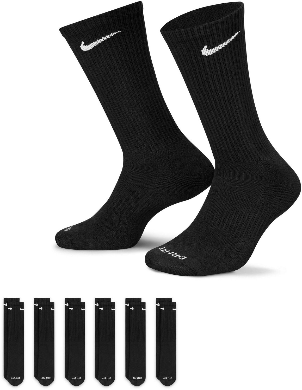 Nike Men's Everyday Plus Cushion Training Crew Socks 6 Pack                                                                     