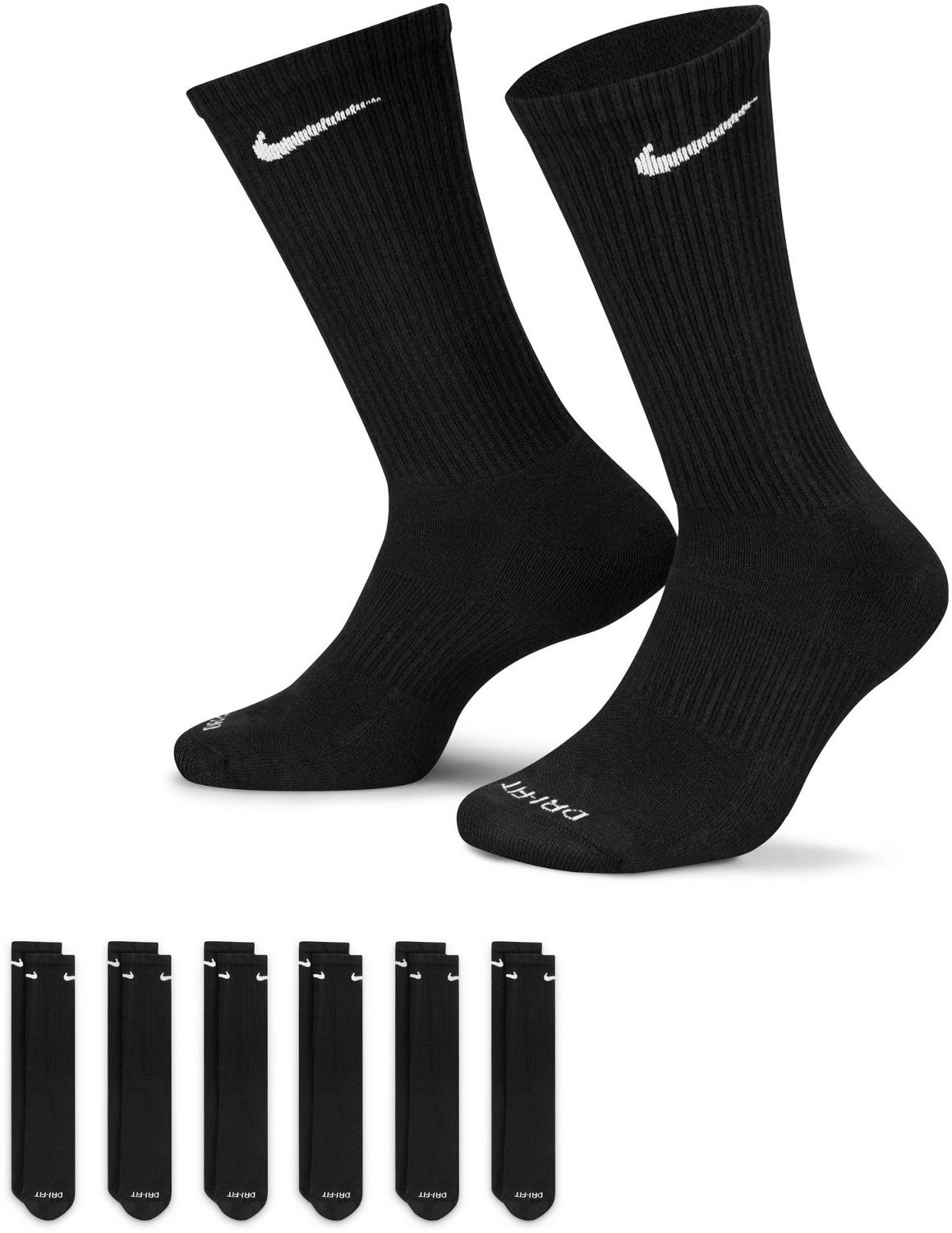 Nike Men's Everyday Plus Cushion Training Crew Socks 6 Pack | Academy