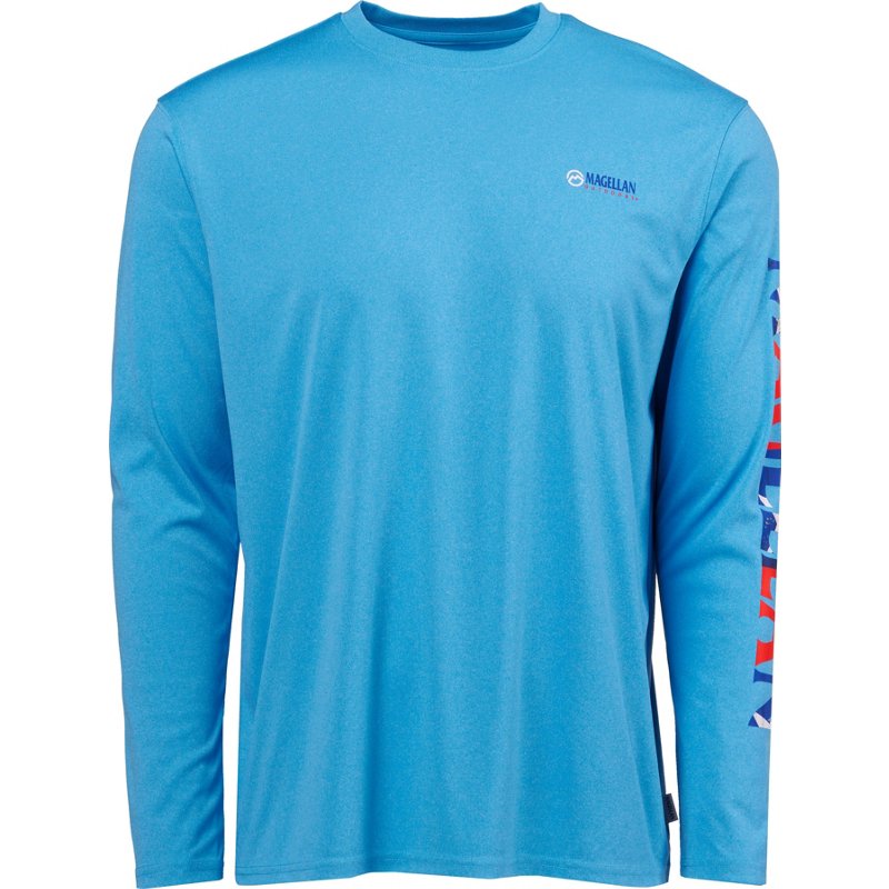Magellan Outdoors Men's Casting Crew Print Long Sleeve Fishing Shirt Blue Aster Tx Flag, 2X-Large - Men's Fishing Tops at Academy Sports