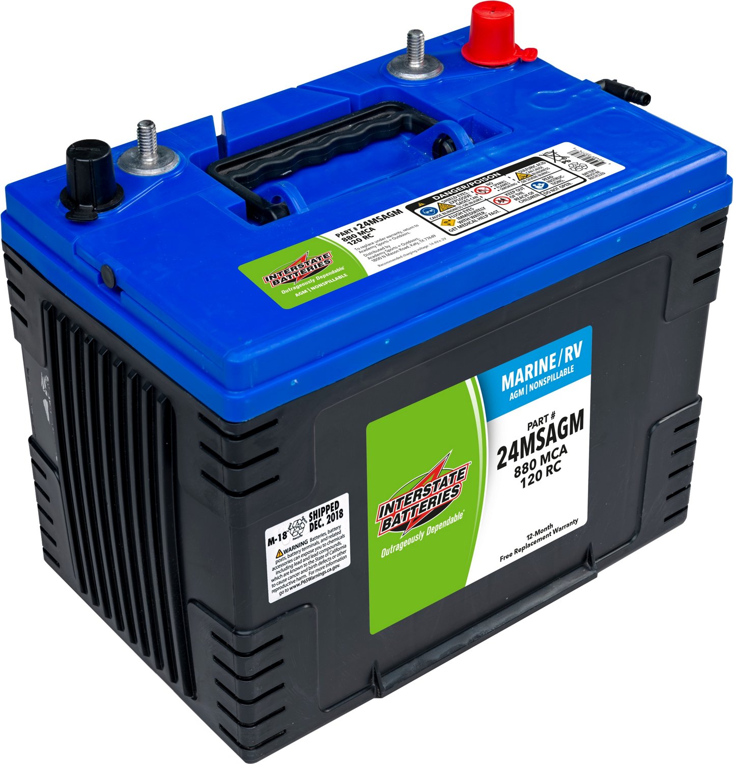 Interstate Batteries 880 Marine Cranking Amp AGM Starting Battery Academy