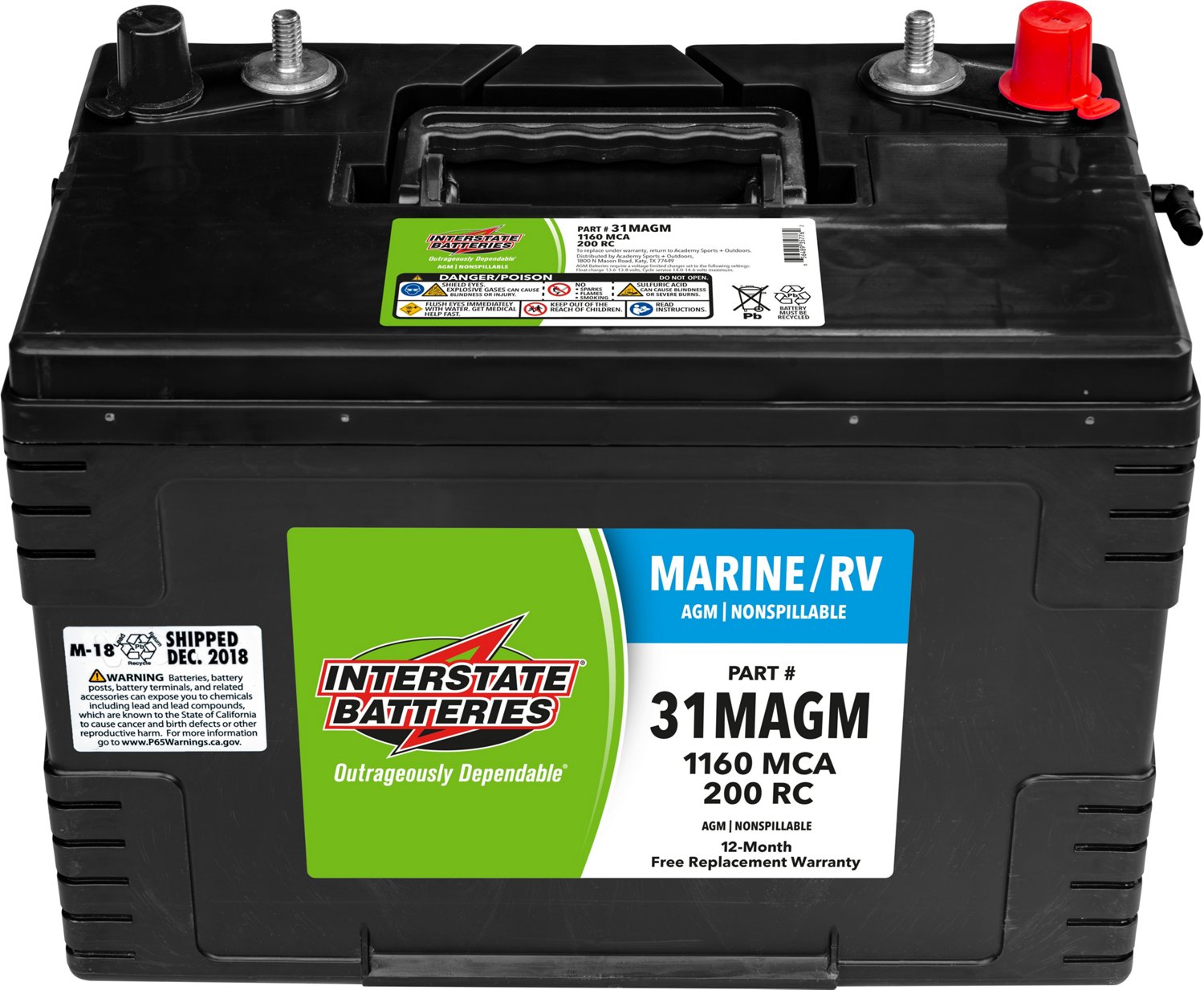 Interstate Batteries Group 311160 Marine Cranking Amp Agm Battery