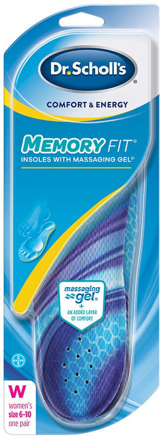 Dr. Scholl's Women's Comfort & Energy Memory Fit Massaging Gel Insoles