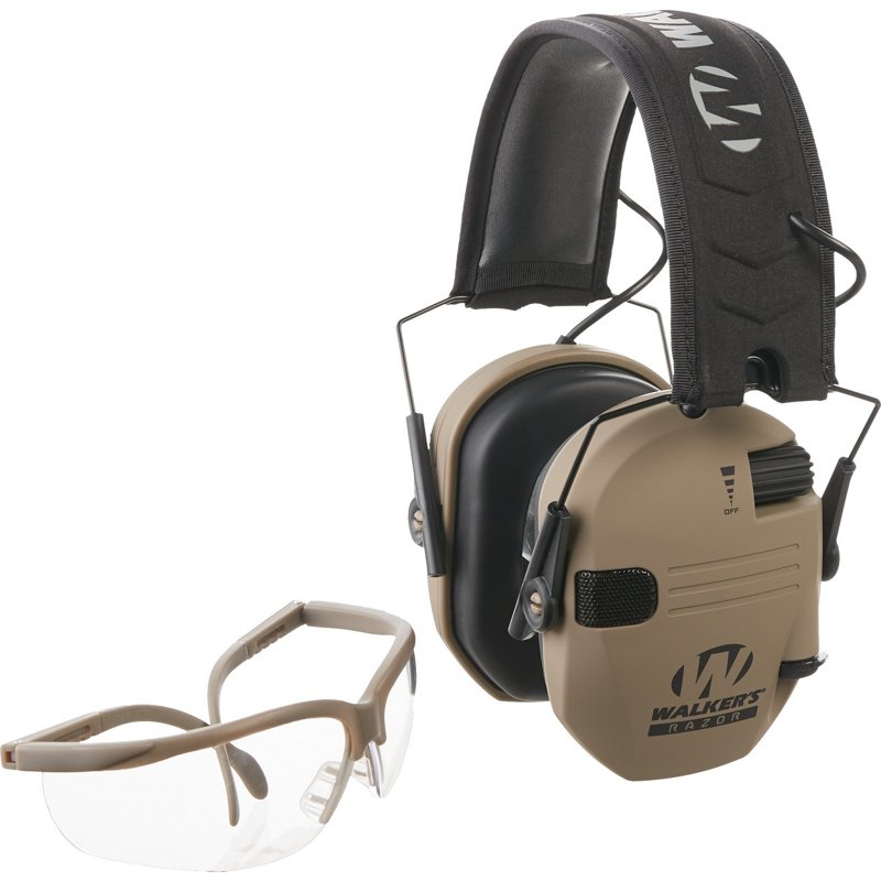 Walker's Razor Electronic Earmuffs Combo Beige Dark - Shooting Protection at Academy Sports