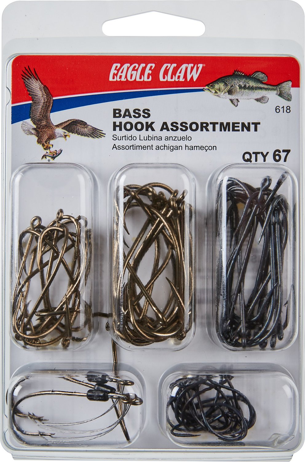 Academy Sports + Outdoors Eagle Claw Bass Hook Assortment 67-Pack