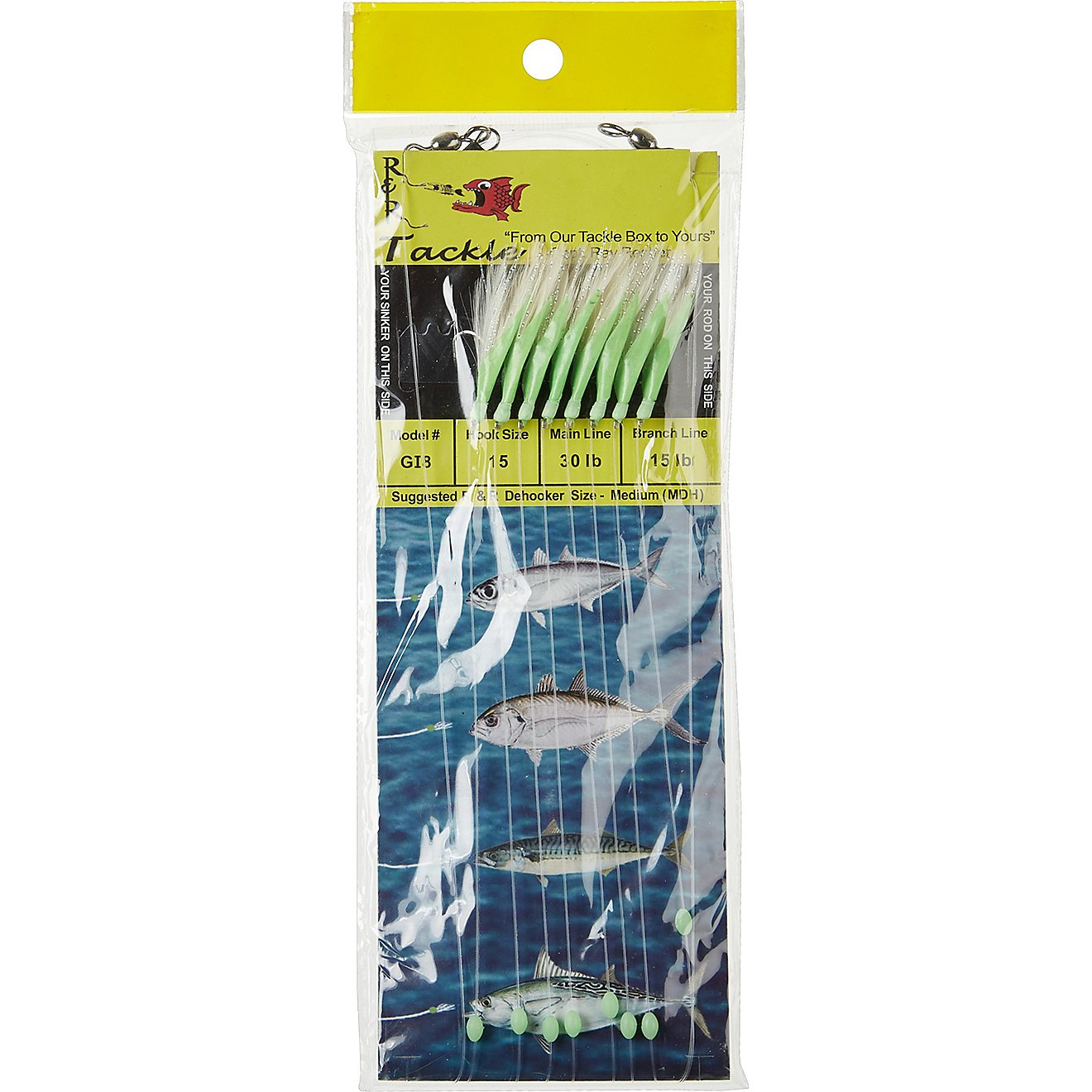 R&R Tackle GI8 Sabiki Size 15 Hooks with White Feather and Flow Fish Skin 8-Pack                                                 - view number 1