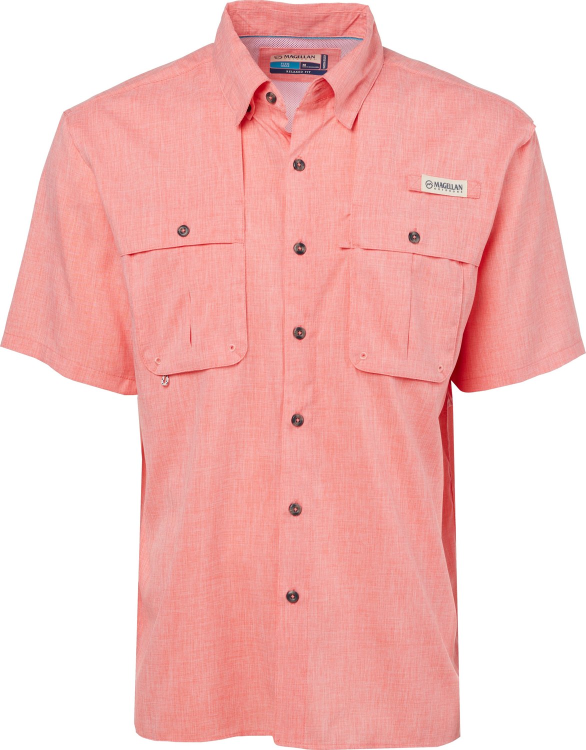 Magellan Outdoors Men's Fishing Shirt Aransas Pass, Short Sleeve Heathered  Plaid