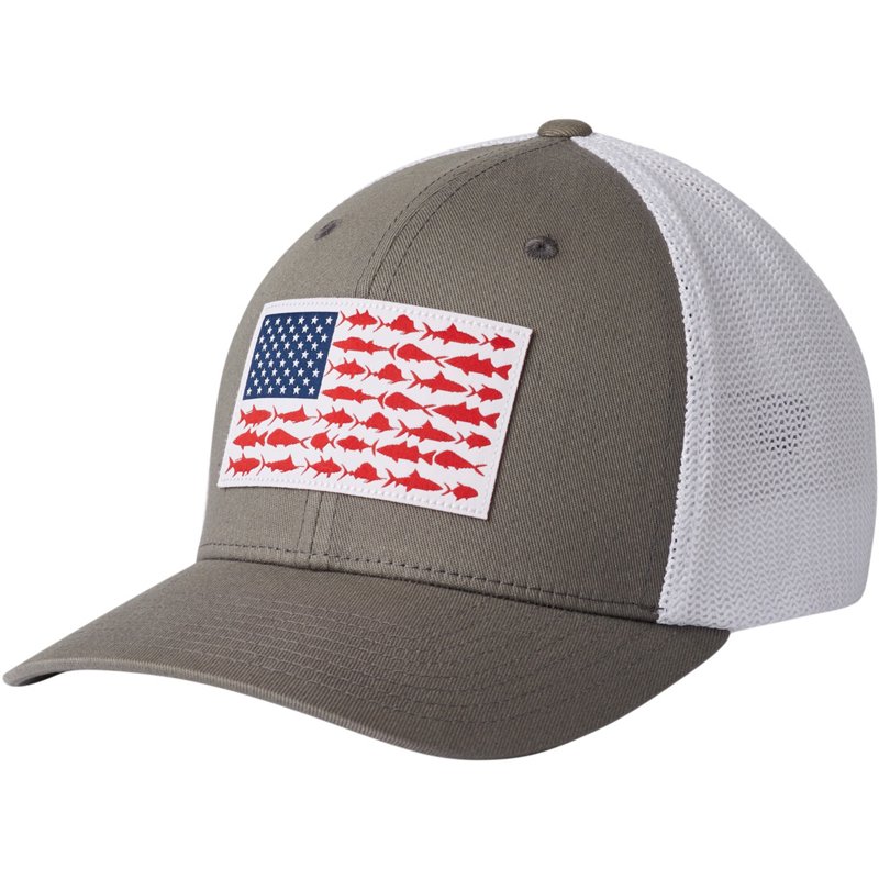 Columbia Sportswear Men's PFG Mesh Fish Flag Ball Cap Grey, Small/Medium - Men's Hunting/Fishing Headwear at Academy Sports