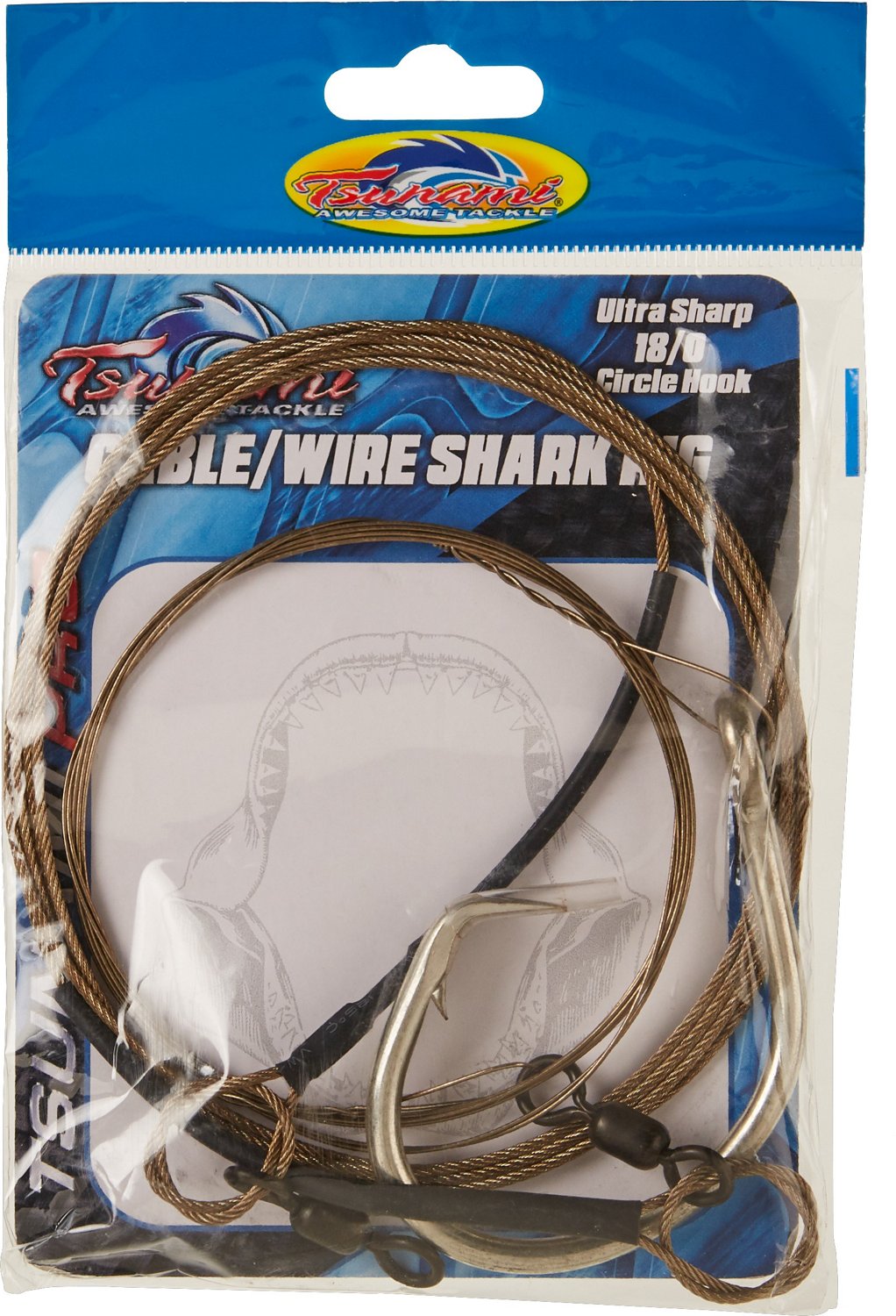 Academy Sports + Outdoors Tsunami Cable/Wire Shark Rig 18/0 Circle Hook