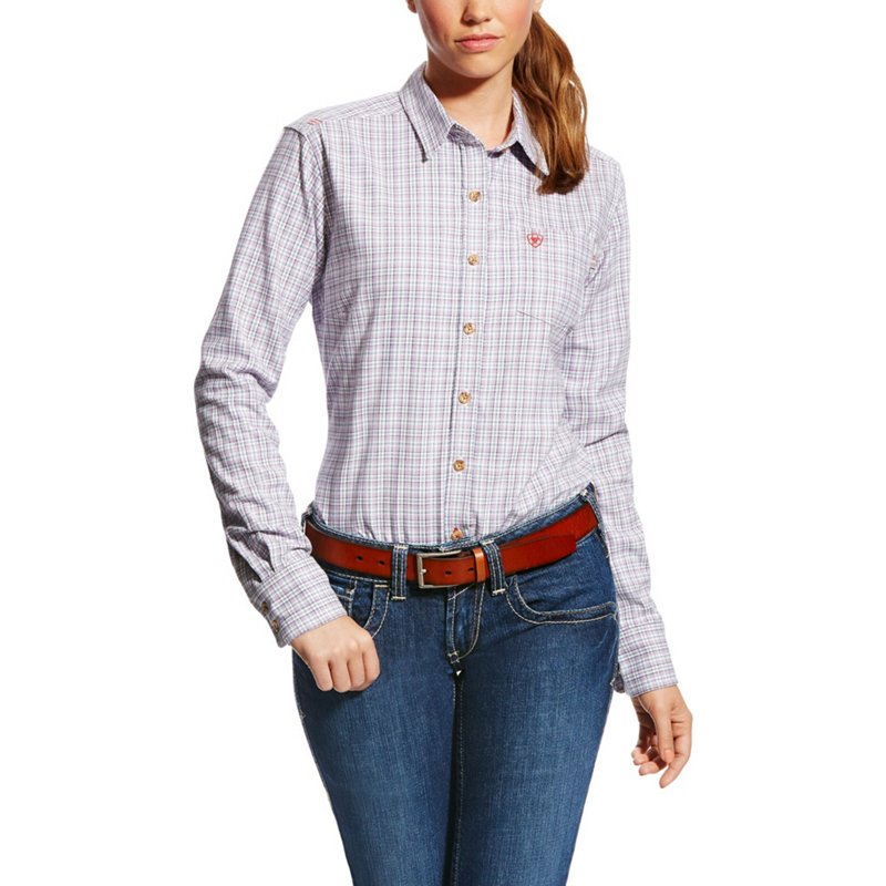 Ariat Women's FR Marion Work Shirt Purple, X-Large - Women's Outdoor Long-Sleeve Tops at Academy Sports