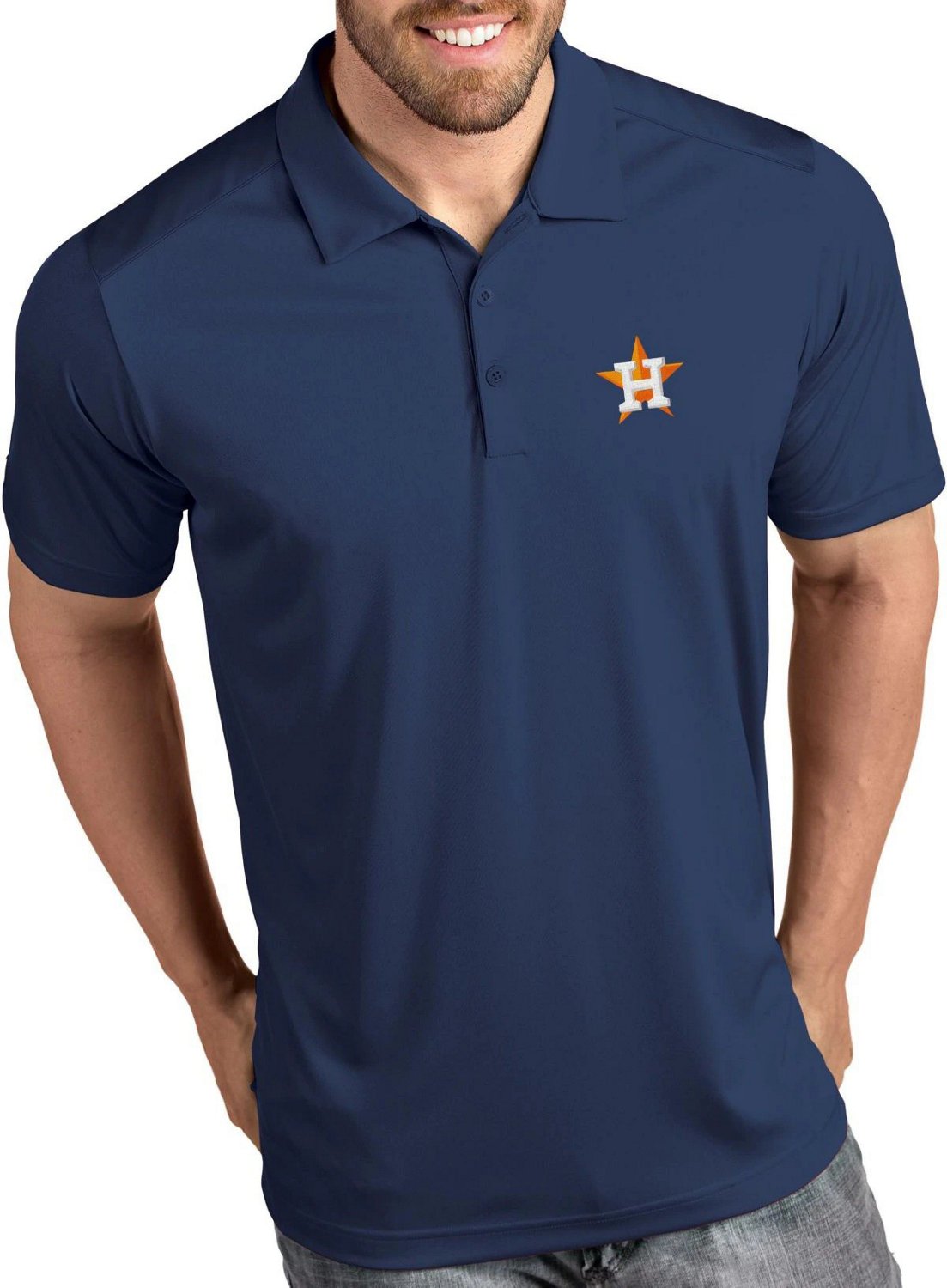 Columbia Sportswear Men's Houston Astros Pin High Long Sleeve Polo Shirt