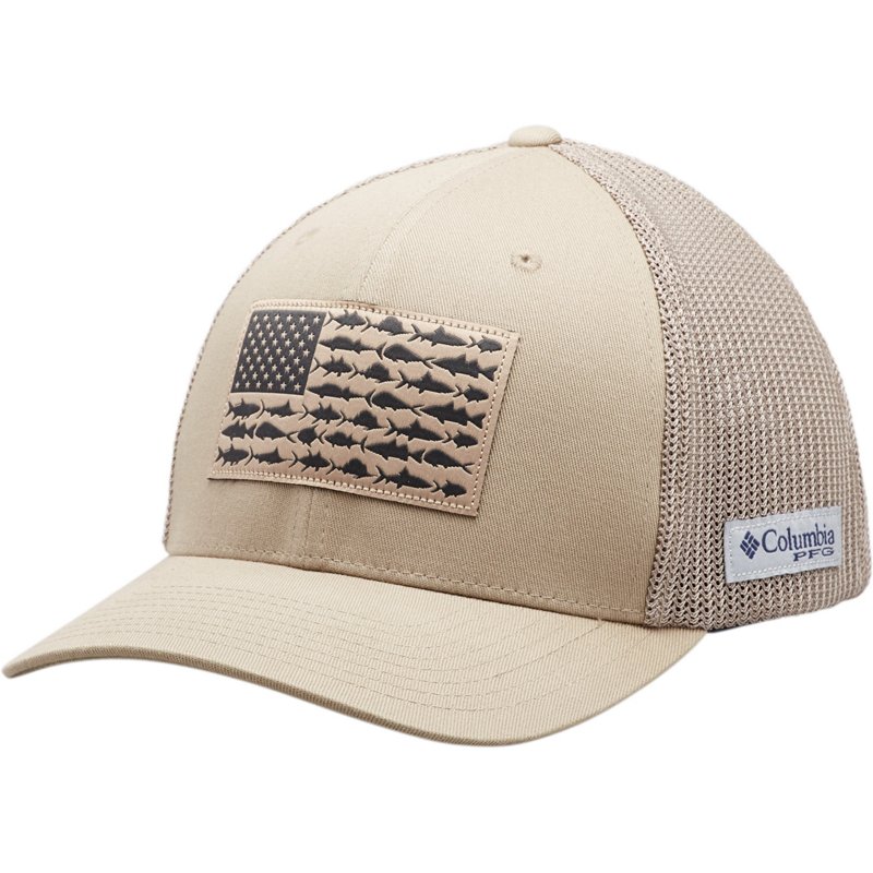 Columbia Sportswear Men's PFG Mesh Fish Flag Ball Cap Beige, Small/Medium - Men's Hunting/Fishing Headwear at Academy Sports