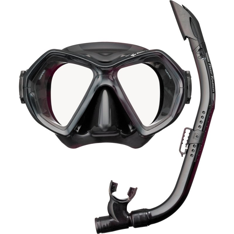 ReefTourer Adults' X-plore 2-Window Mask and Snorkel Combo Black - Swim And Diving Accessories at Academy Sports