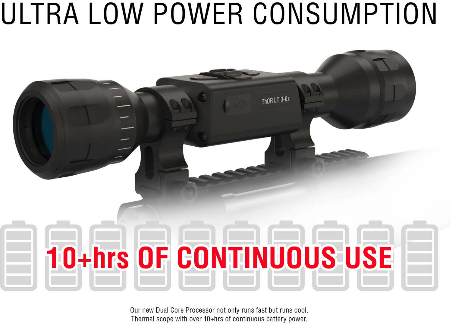 ATN Thor LT Thermal Rifle Scope w/10+hrs Battery & Ultra-Low Power Consumption 