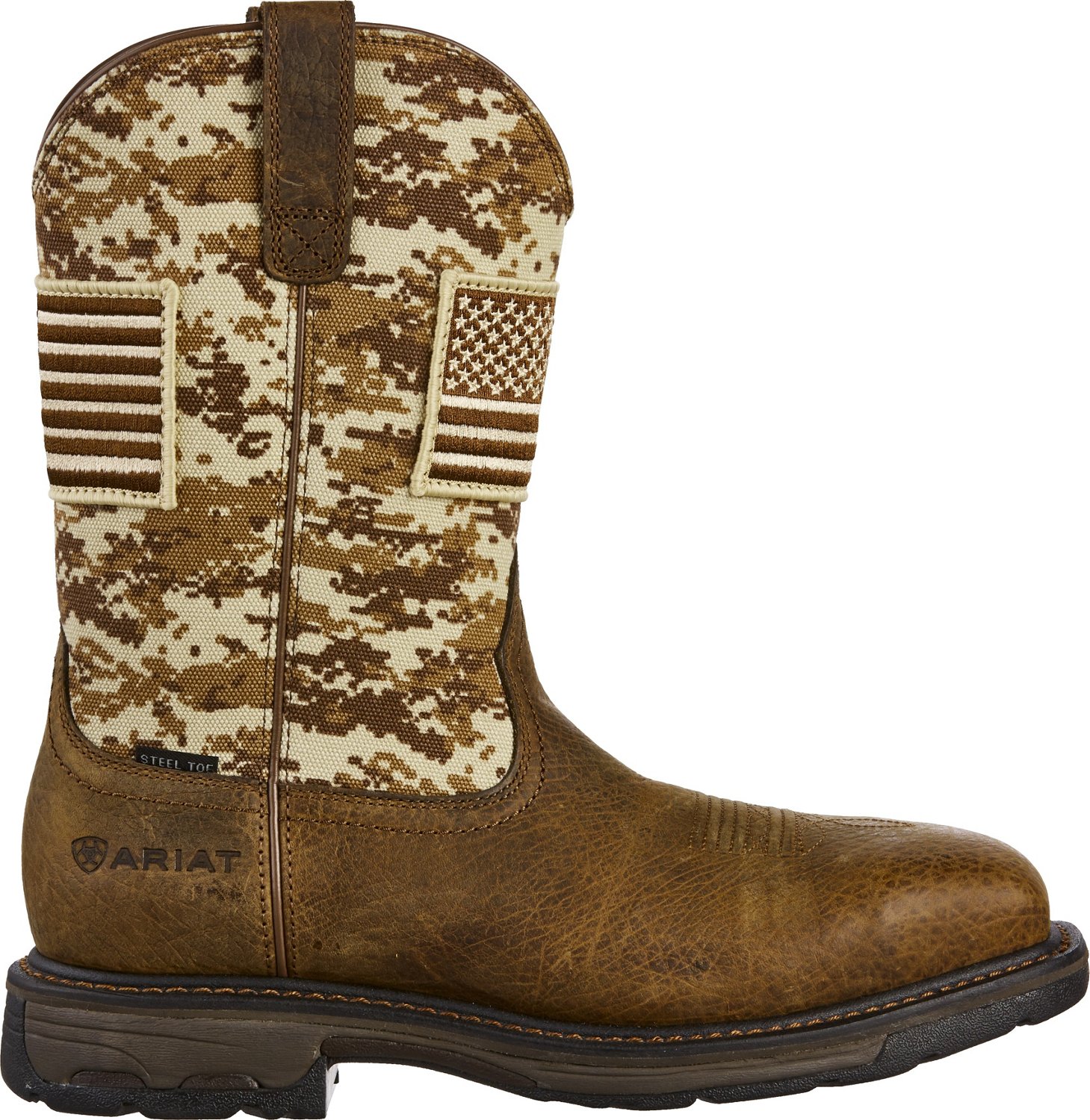 Ariat Men s WorkHog Patriot Camo Safety Toe Wellington Work Boots Academy