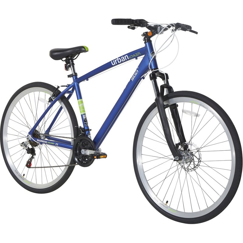 Ozone 500 Adults Urban Voyager 700C Hybrid Bike Blue Silver