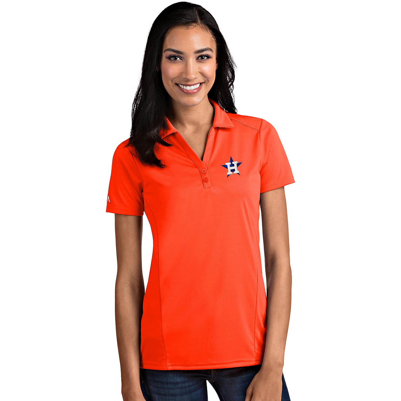 Antigua Women's Houston Astros Tribute Short Sleeve Polo Shirt                                                                   - view number 1