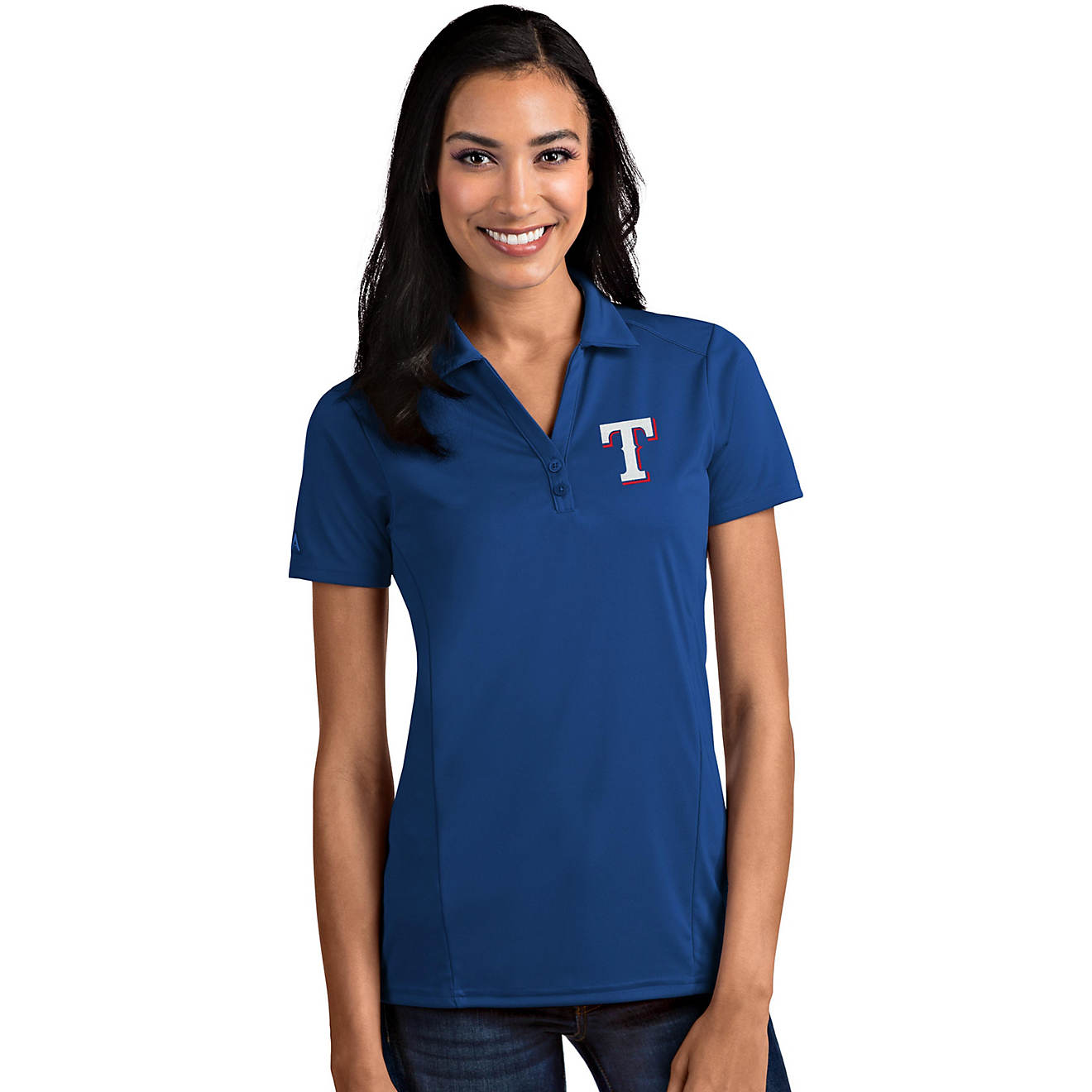 Antigua Women's Texas Rangers Tribute Short Sleeve Polo Shirt                                                                    - view number 1