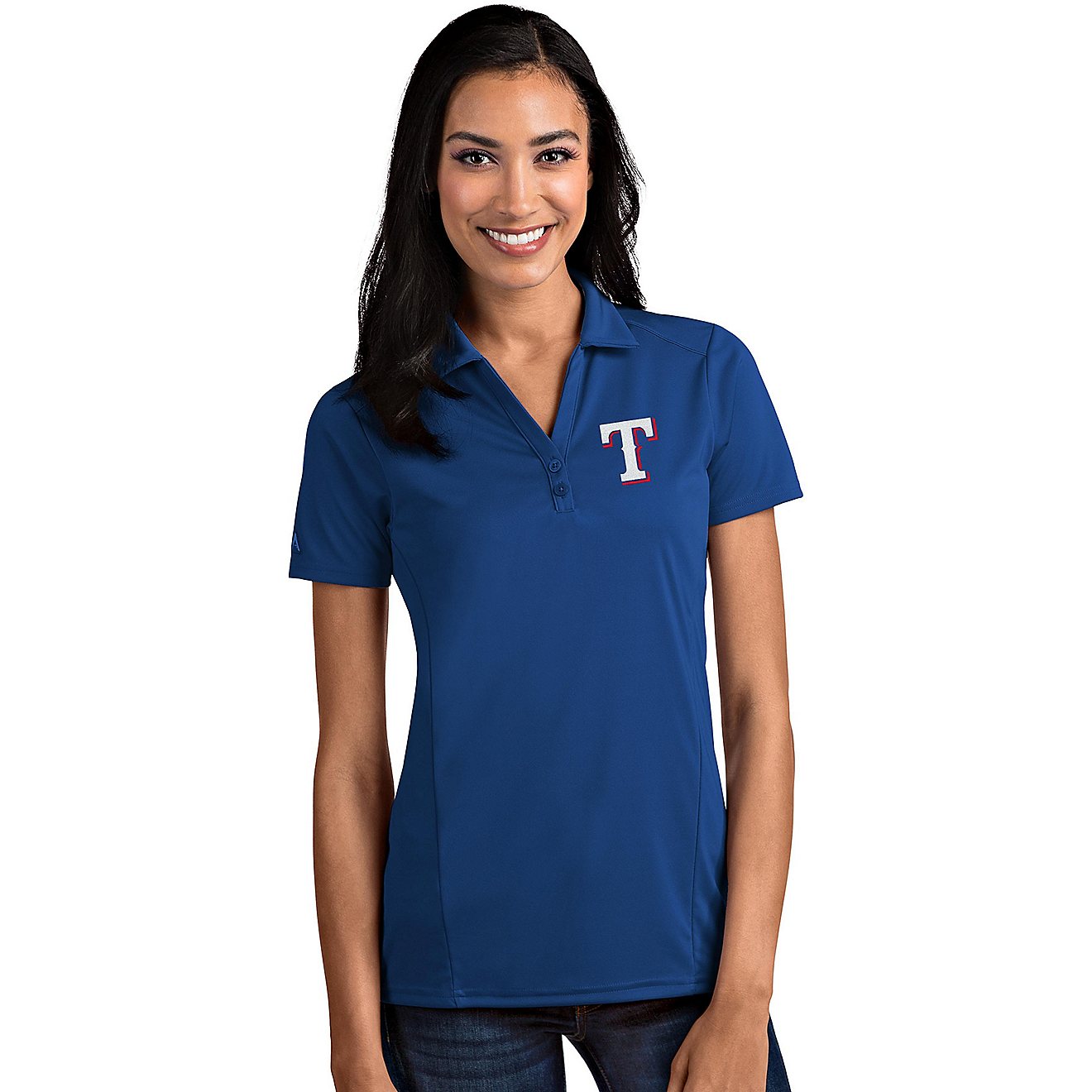 Antigua Women's Texas Rangers Tribute Short Sleeve Polo Shirt                                                                    - view number 1