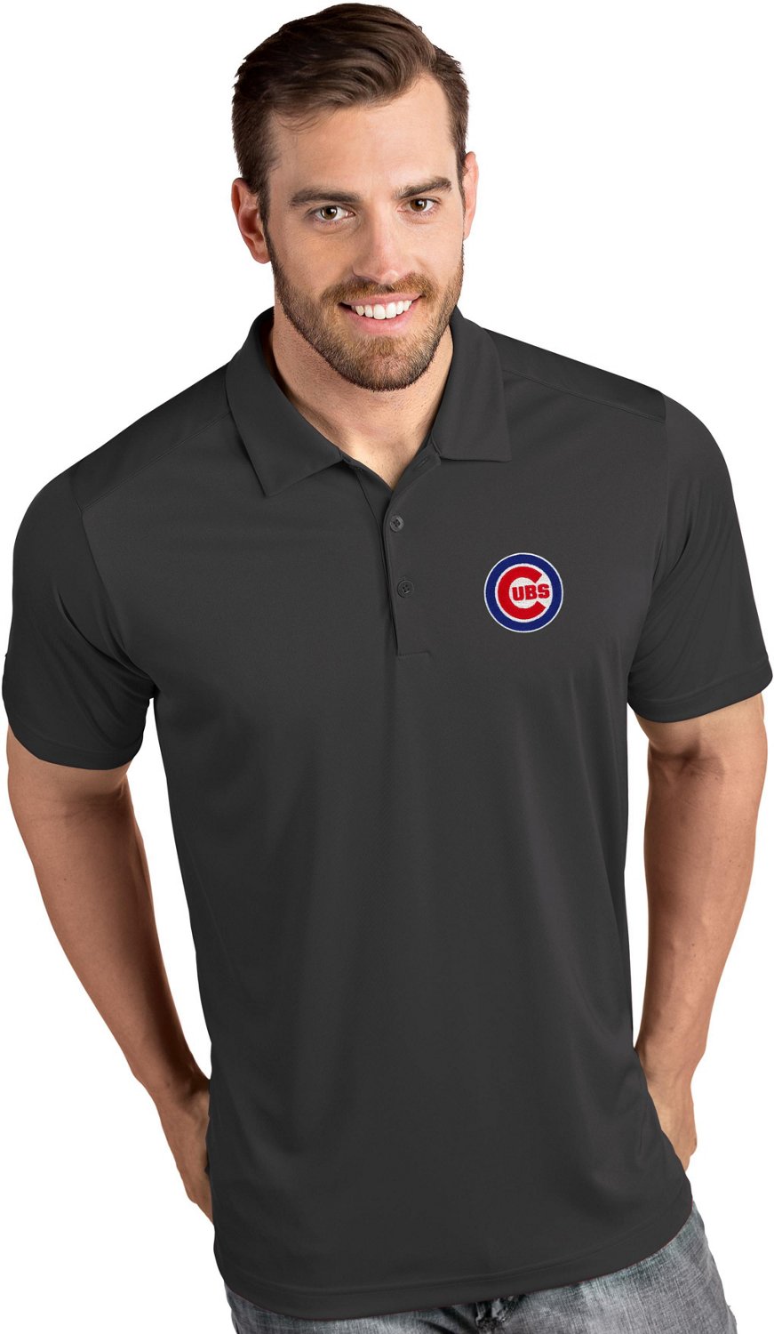 Antigua Men's Chicago Cubs Tribute Short Sleeve Polo Shirt