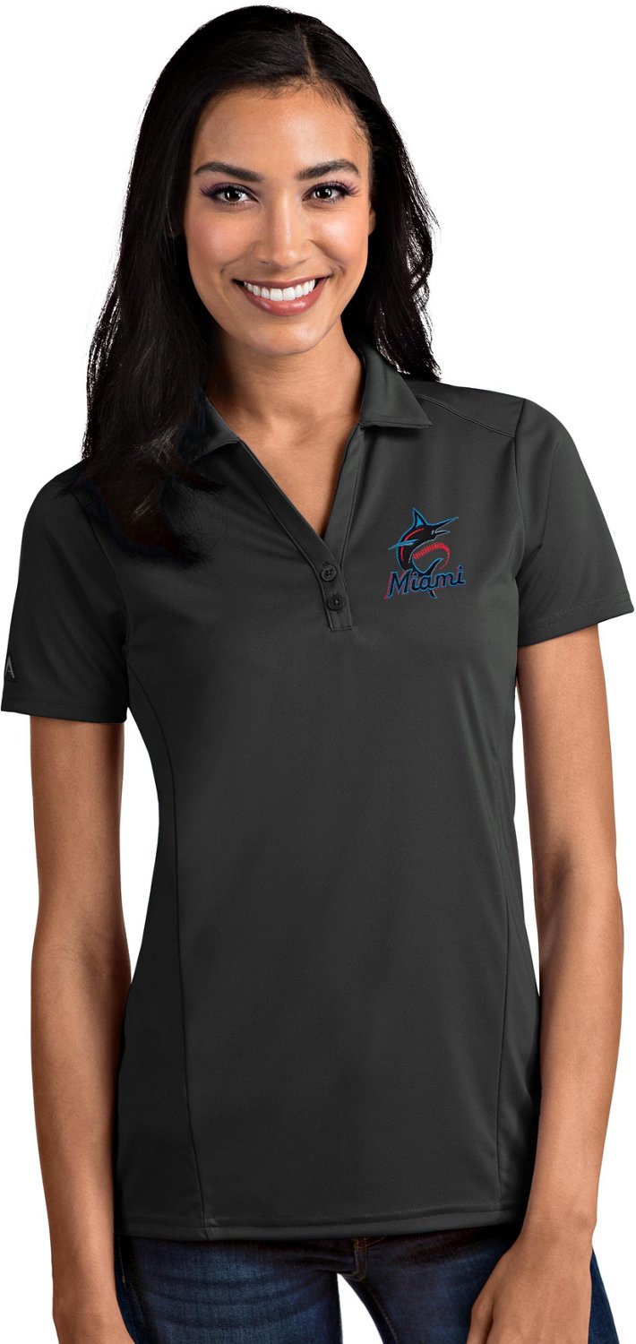 Antigua Women's Miami Marlins Tribute Short Sleeve Polo Shirt