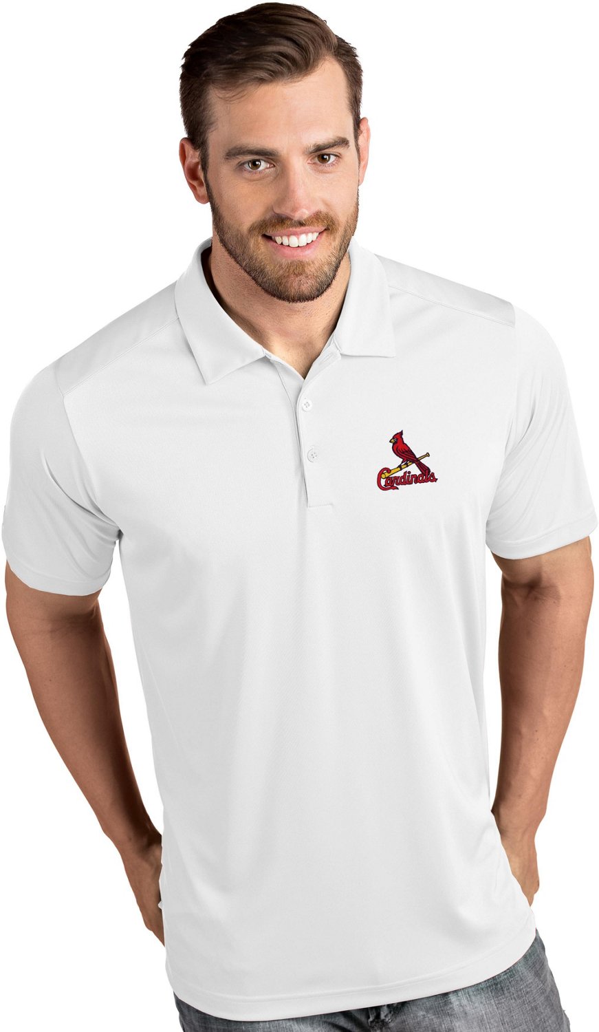 Antigua Men's St. Louis Cardinals Tribute Short Sleeve Polo Shirt - view number 1