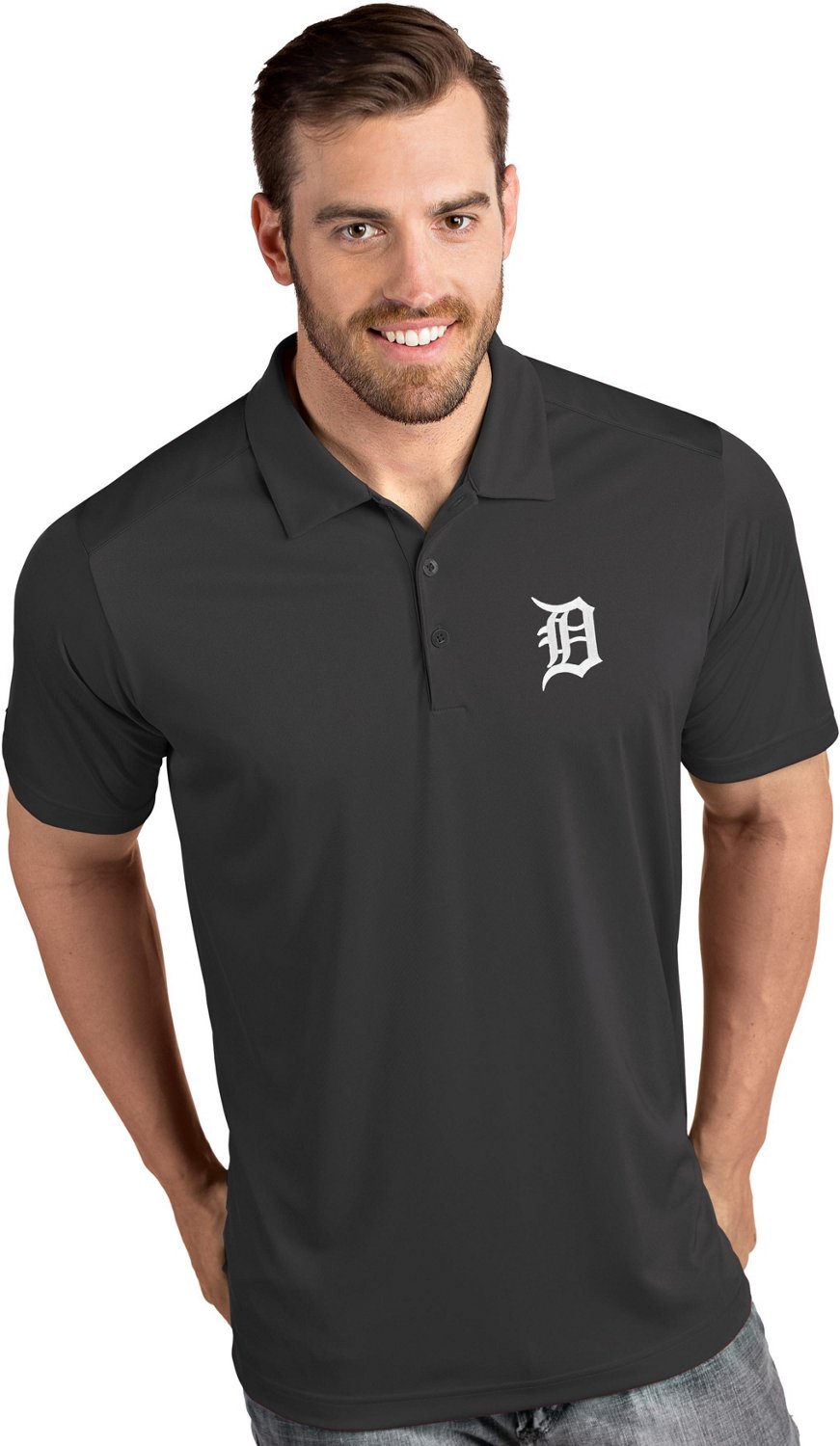 Antigua Men's Detroit Tigers Tribute Short Sleeve Polo Shirt Academy