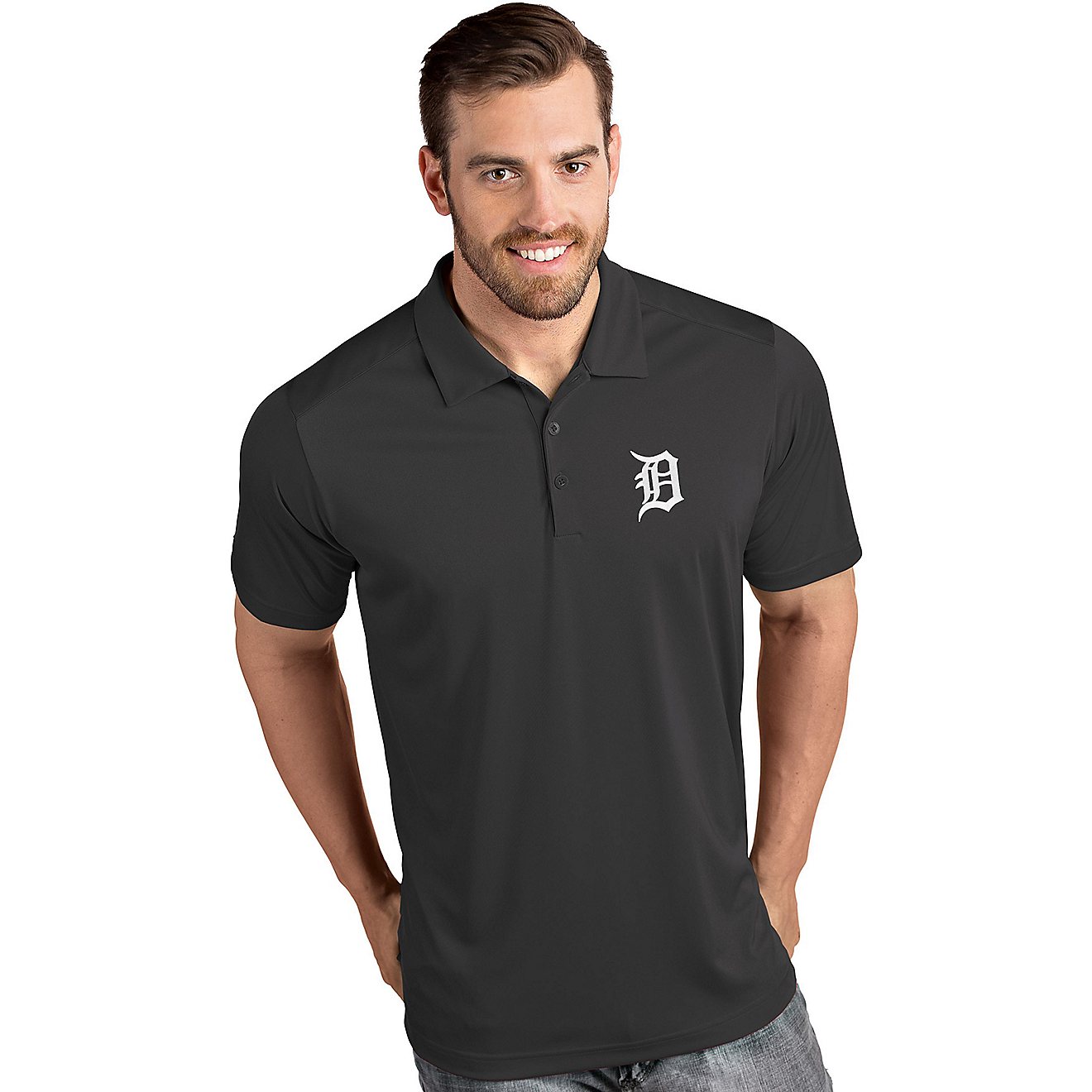 Antigua Men's Detroit Tigers Tribute Short Sleeve Polo Shirt