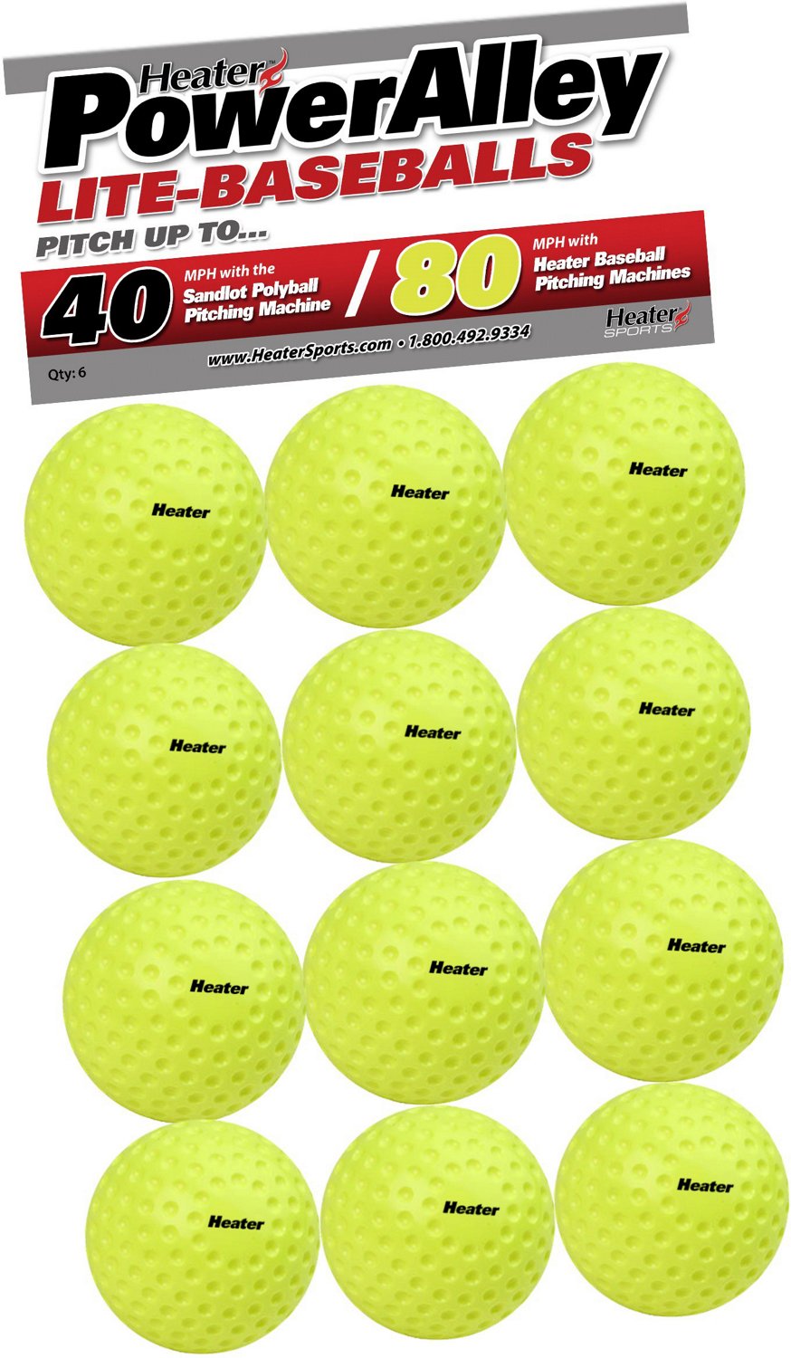 Heater Sports PowerAlley 80 mph Lite Pitching Machine Baseballs 12-Pack                                                          - view number 2