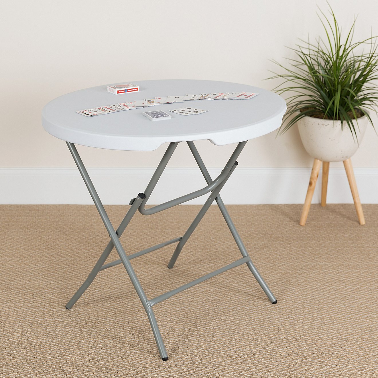 Flash Furniture 2.63-Foot Round Granite White Plastic Folding Table                                                              - view number 5