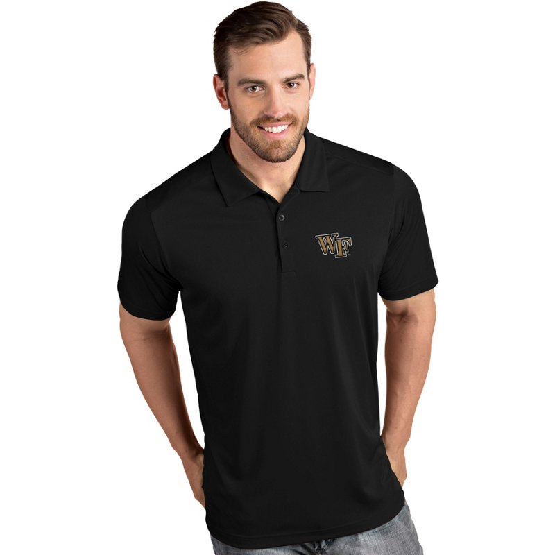Antigua Men's Wake Forest Demon Deacons Tribute Performance Black Polo, Medium
