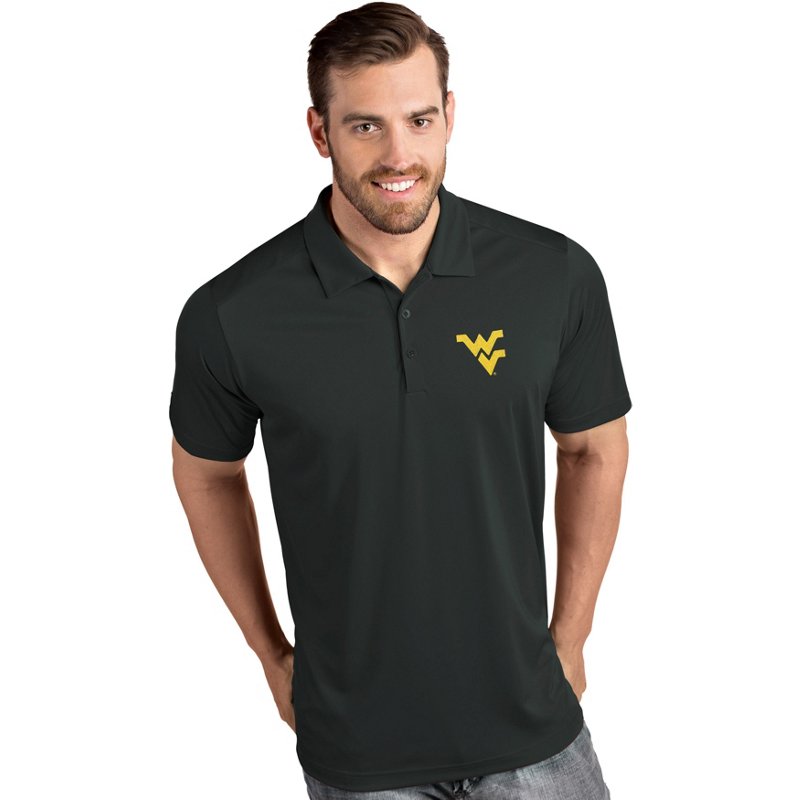 Antigua Men's West Virginia Mountaineers Grey Tribute Performance Polo, XXL, Gray