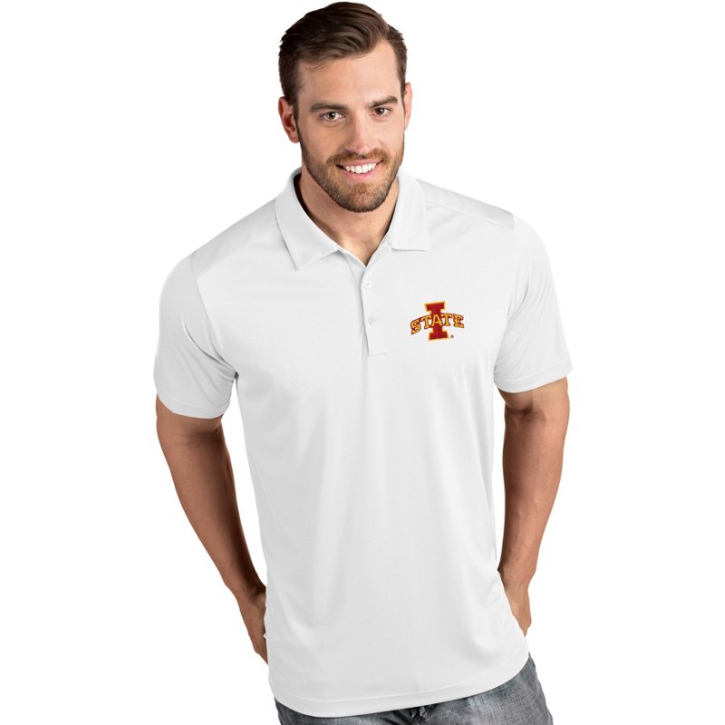 Antigua Men's Iowa State Cyclones Tribute Performance White Polo, Medium