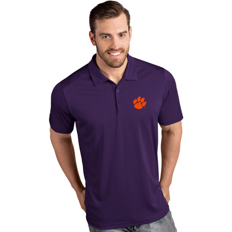 Antigua Men's Clemson Tigers Regalia Tribute Performance Polo, XL, Purple